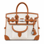 Birkin Cargo 30 Gold Swift Leather and Ecru Canvas Multi-Pocket Bag — Polished Top-Handle Bag