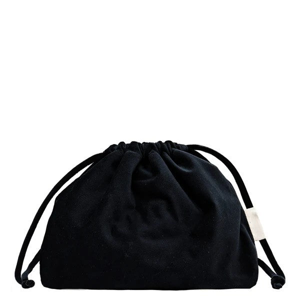 Matte Soft Leather Wide Mouth Drawstring Accessory Bag