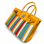 Birkin 30cm HSS Edition in Amber Yellow with Rainbow Swift Fringe — Versatile Top-Handle Handbag