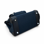 Birkin Cargo 35 in Bleu Encre Toile Goéland and Noir Swift Leather (Palladium Hardware) — Elegant Hand-Carry Design