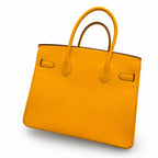 Birkin 30cm HSS Edition in Amber Yellow with Rainbow Swift Fringe — Versatile Top-Handle Handbag