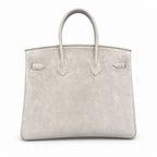 Birkin 35 Retourne in Etoupe Suede Grizzly (Gold Hardware) — Distinctive Carryall Silhouette