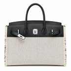 Birkin 35 Fray Fray Black Leather and Fringed Canvas Bag — Timeless Structured Handbag