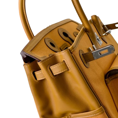 Birkin Cargo 25 Amber Yellow Swift Leather and Canvas Splicing Bag — Sophisticated Tote Style