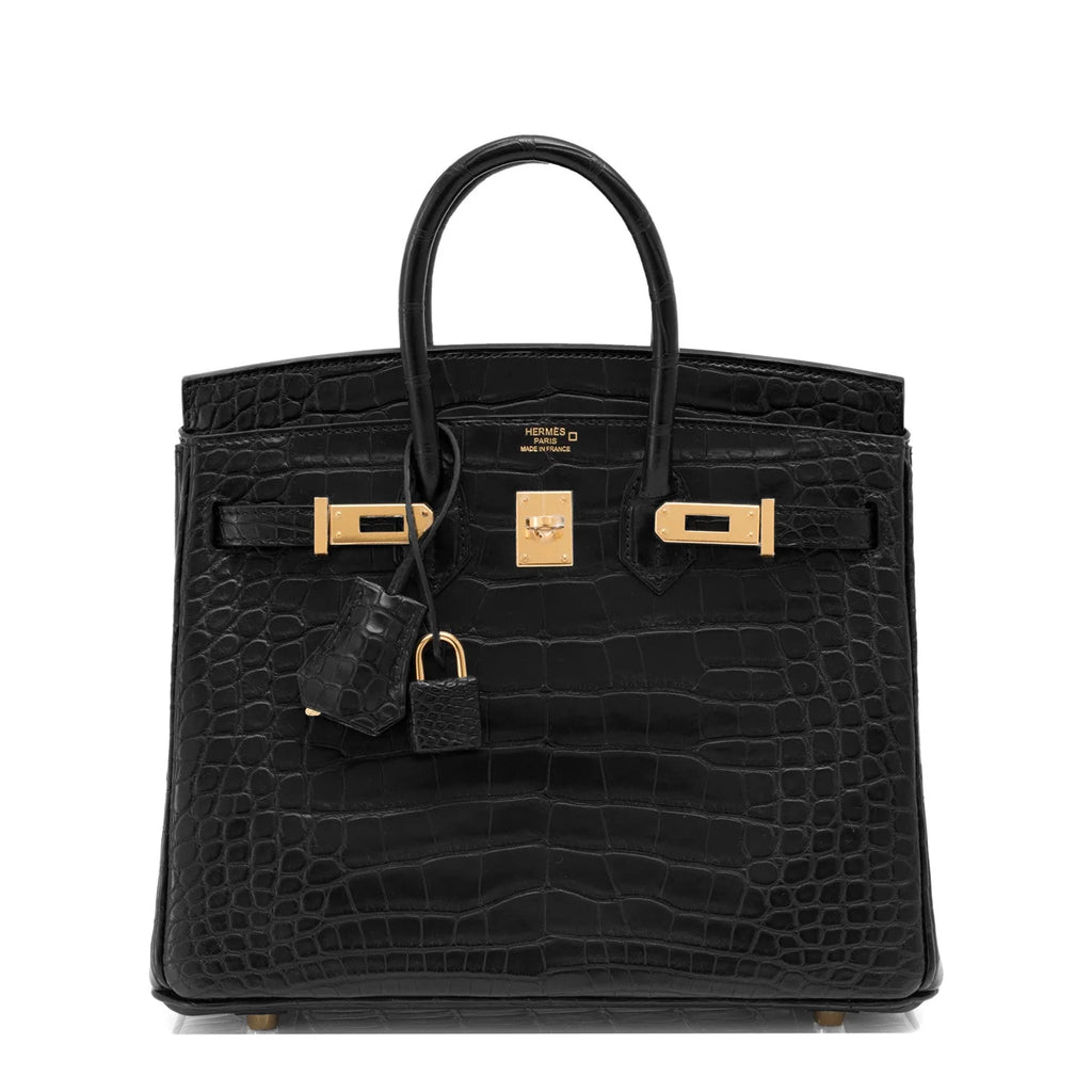 Black Matte Alligator Baby Birkin 20cm Gold Hardware — Streamlined Structured Bag