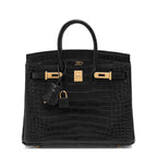 Black Matte Alligator Baby Birkin 20cm Gold Hardware — Streamlined Structured Bag