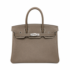 Birkin 30 Retourne in Etoupe Togo Leather with White Stitching (Palladium Hardware) — Classic Hand-Carry Tote