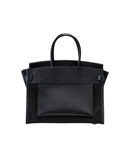 Birkin à l'envers, Black canvas & all Black colorway — Versatile Top-Handle Handbag