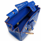 Birkin Style 25/30/35 Retourne in Royal Blue Crocodile-Embossed Leather (Gold Hardware) — Classic Hand-Carry Tote