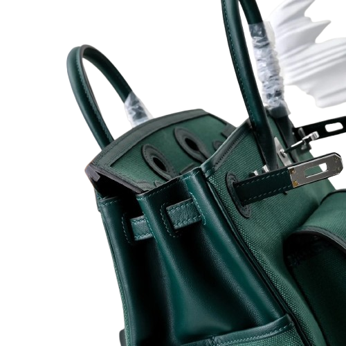 Birkin Cargo 25 Green Swift Leather and Canvas Splicing Bag — Sophisticated Tote Style