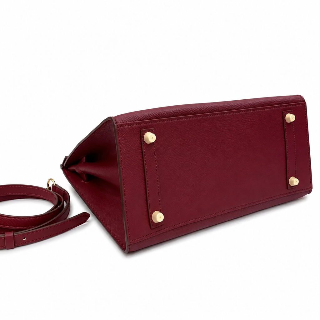 Birkin Style 25/30 Sellier in Bordeaux Epsom Leather (Gold Hardware) — Versatile Top-Handle Handbag