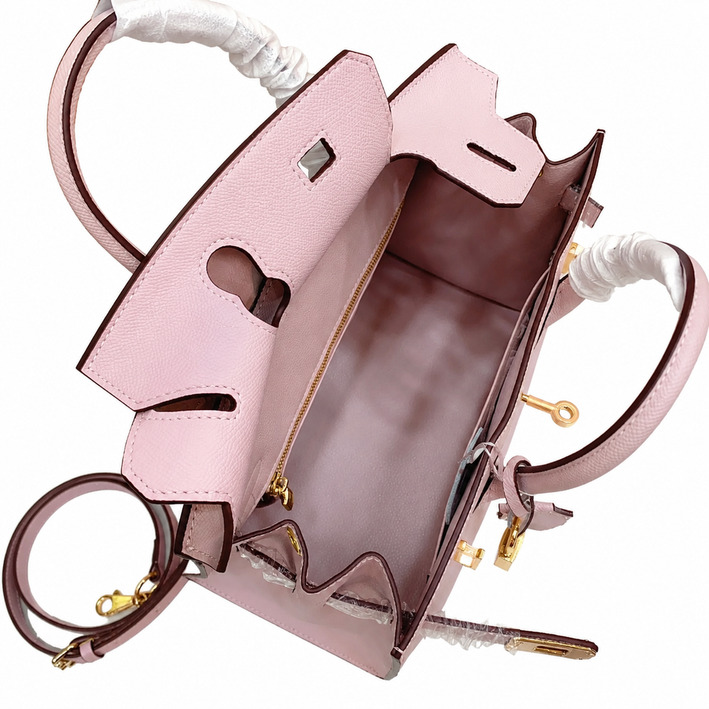 Birkin Style 25/30 Sellier in Rose Sakura Epsom Leather (Gold Hardware) — Refined Structured Tote