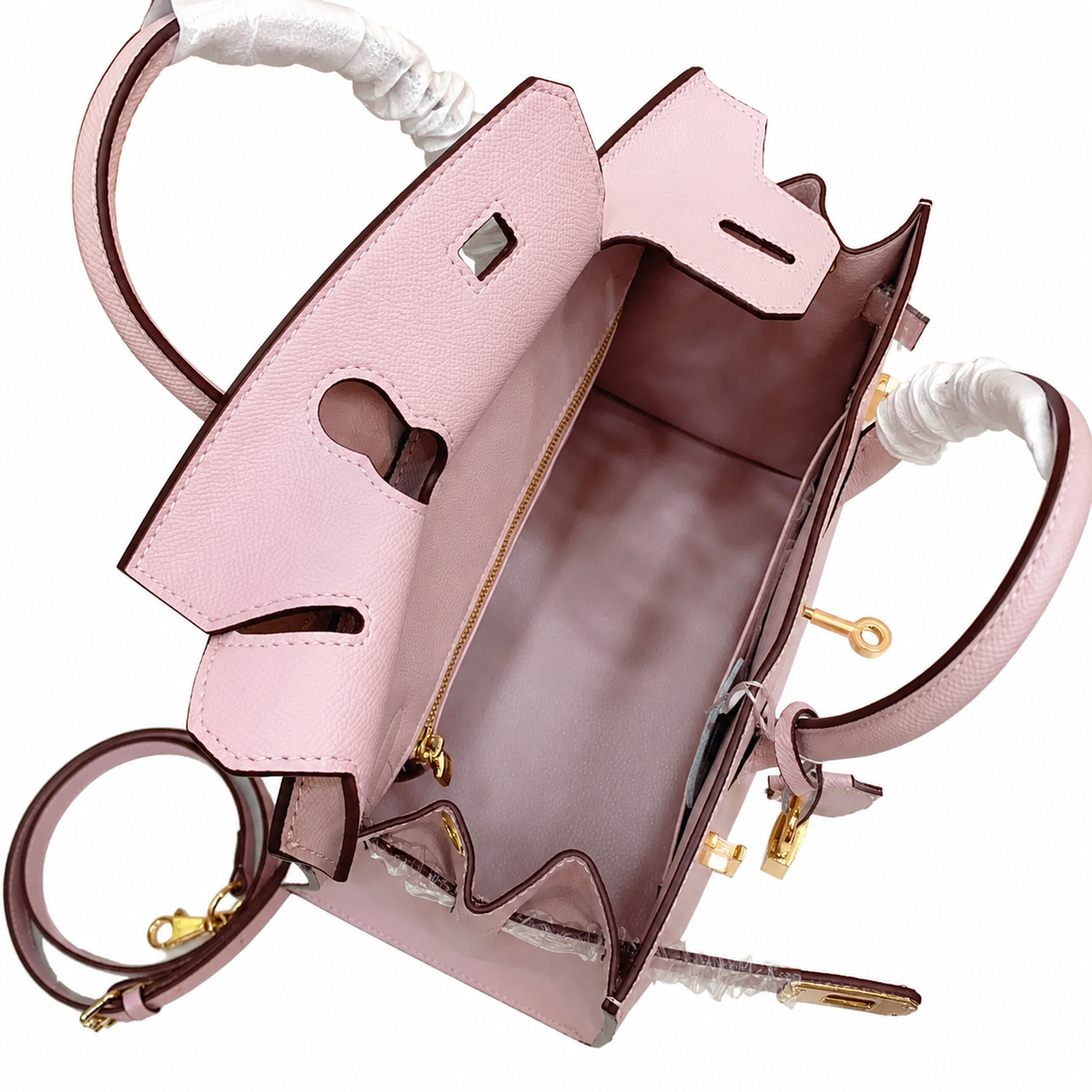 Birkin Style 25/30 Sellier in Rose Sakura Epsom Leather (Gold Hardware) — Refined Structured Tote