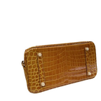Birkin Shiny Niloticus Crocodile Cowhide Leather Gold Hardware — Refined Structured Tote