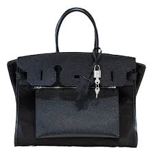 Birkin à l'envers, Black canvas & all Black colorway — Versatile Top-Handle Handbag