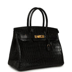 Birkin Black Matte Niloticus Crocodile Gold Hardware — Sophisticated Tote Style