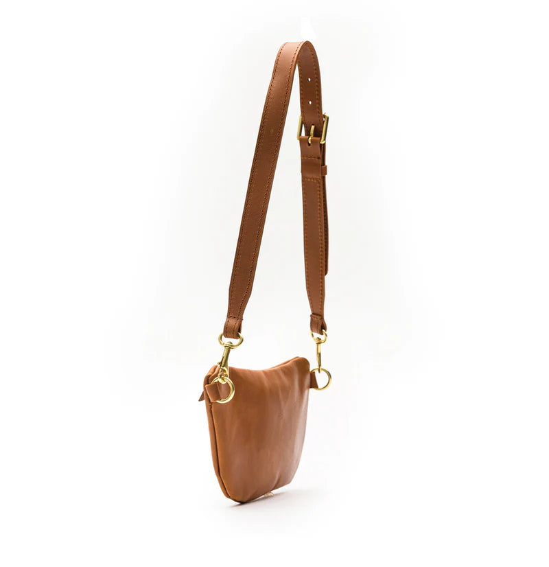 Black & Tan Leather Belt Bag for Festival Travel Daily Use