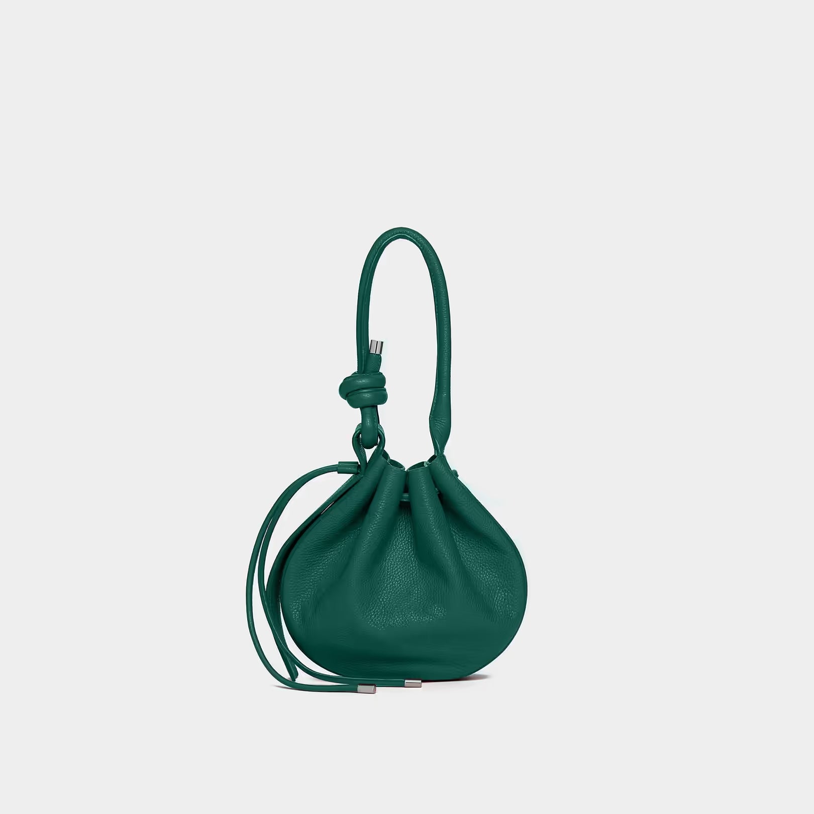 Solid Tone Medium Leather Bag with Silver Hardware