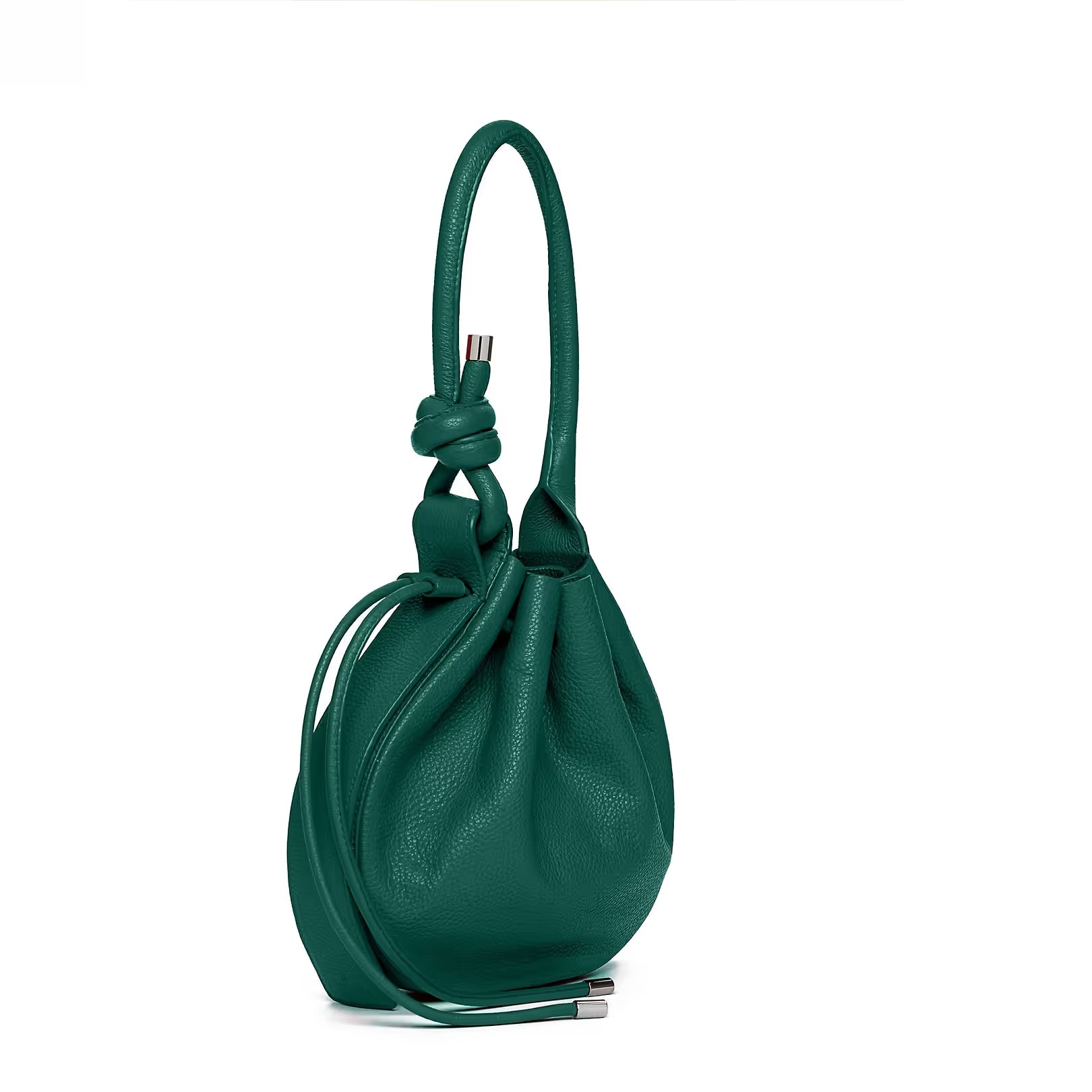 Solid Tone Medium Leather Bag with Silver Hardware
