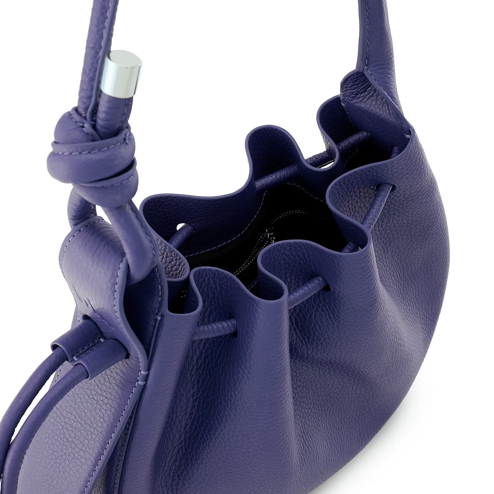 Solid Tone Medium Leather Bag with Silver Hardware