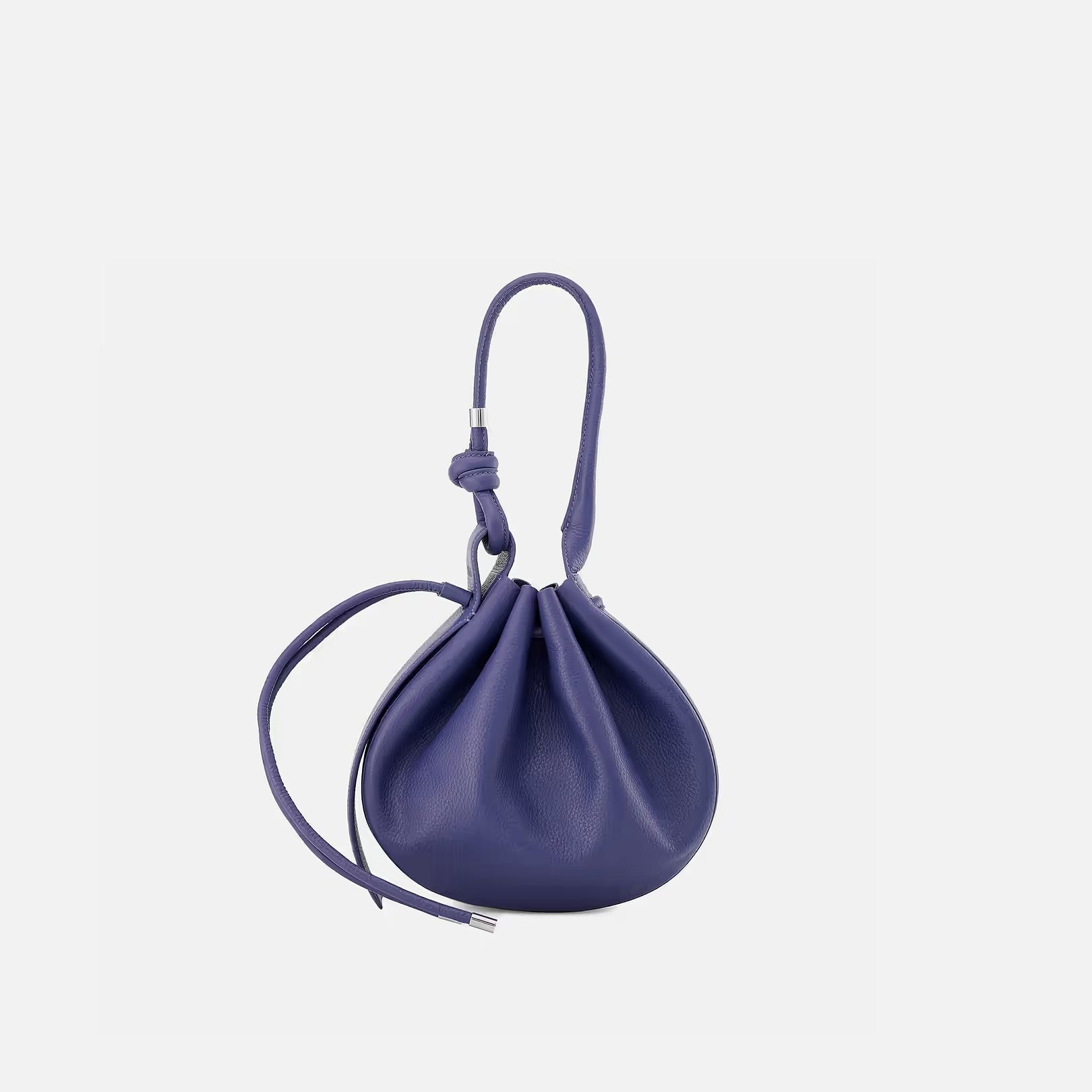 Solid Tone Medium Leather Bag with Silver Hardware