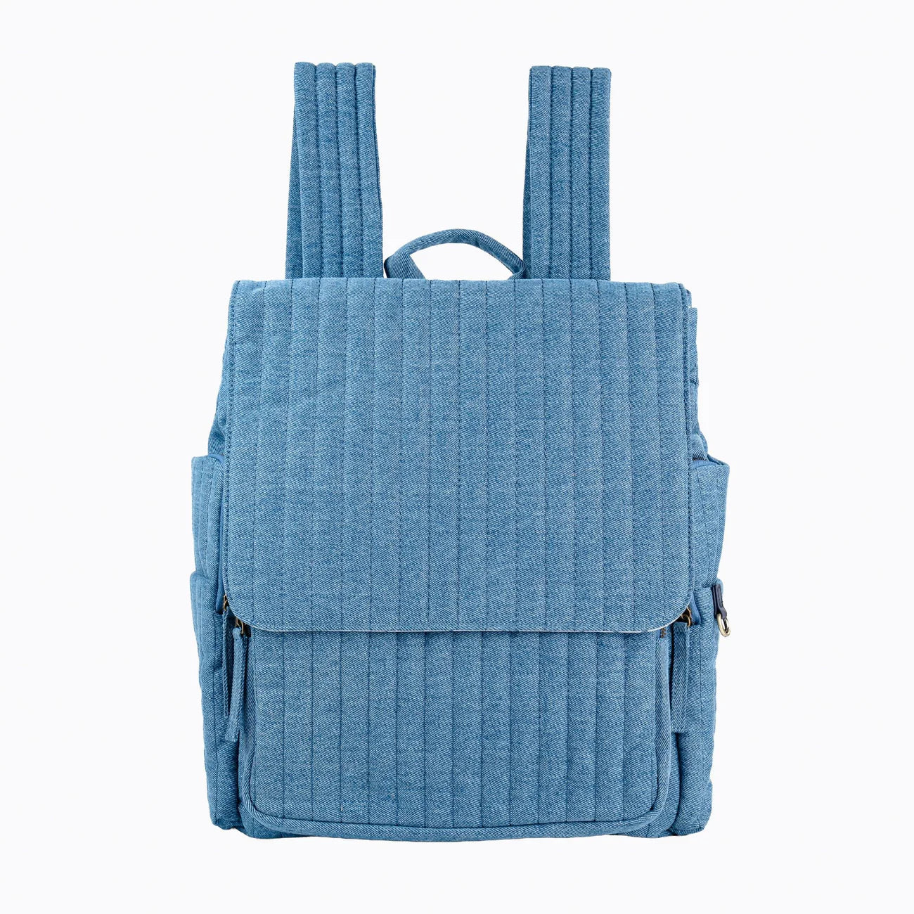 Light Blue Quilted Denim Multi-pocket Mommy Backpack Daily Travel Matching Bag