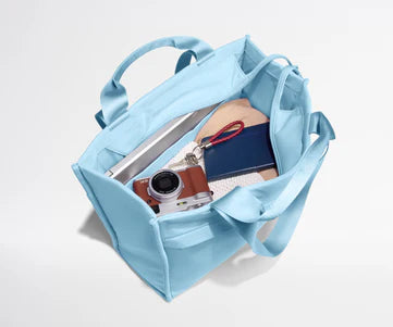 Sky Blue Soft Fabric Multi-pocket Commute & Travel Daily Handheld Accessory Bag