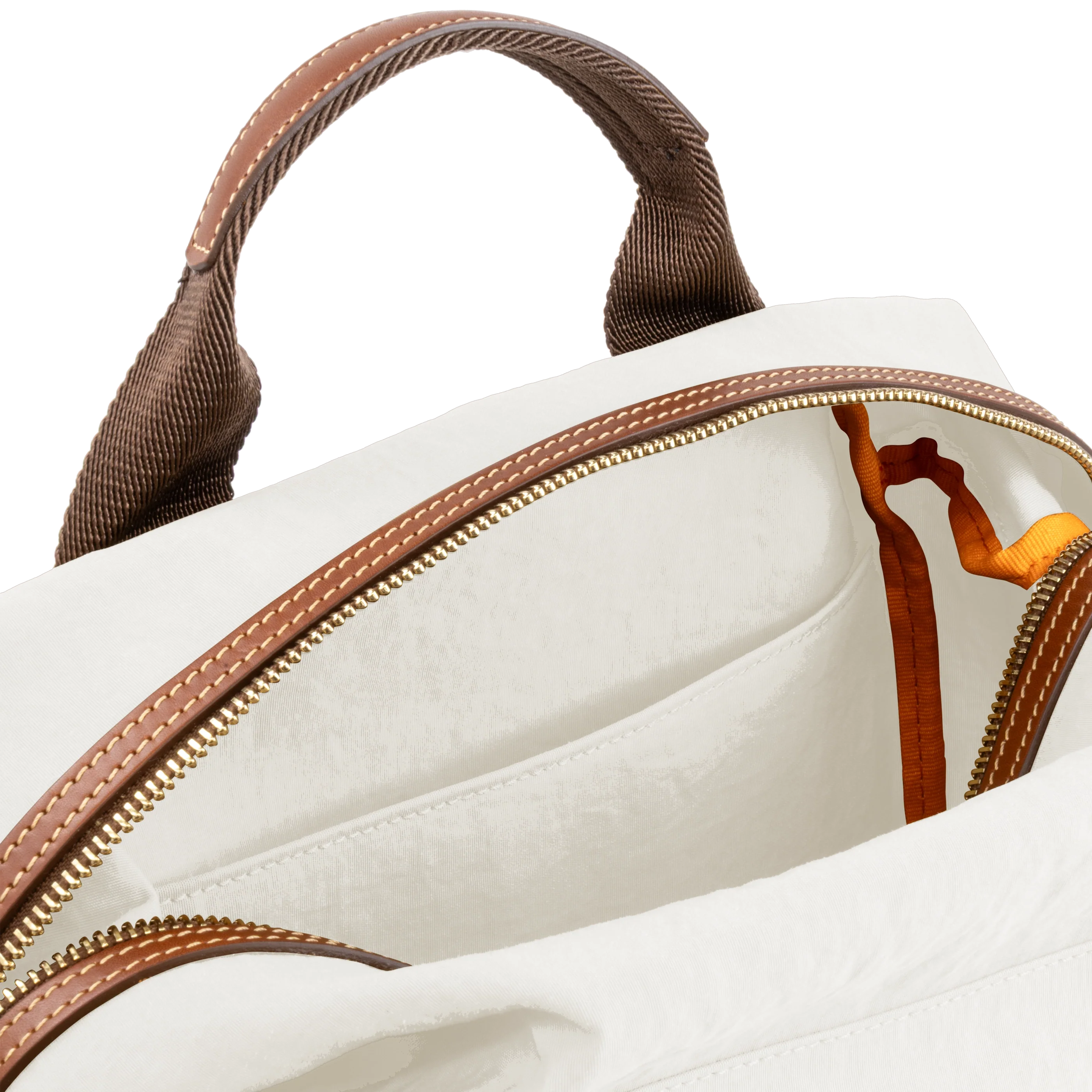 Cream & Olive Faux Leather Trim Compact Daily Commute Travel Backpack Bag