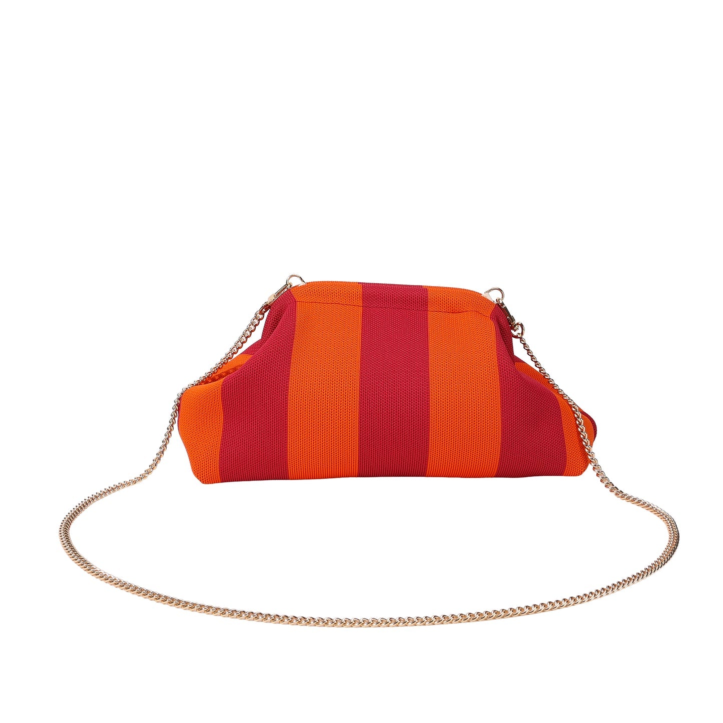 Color Block Stripe Clutch Bag with Gold Chain Strap Party Daily Matching Crossbody Bag