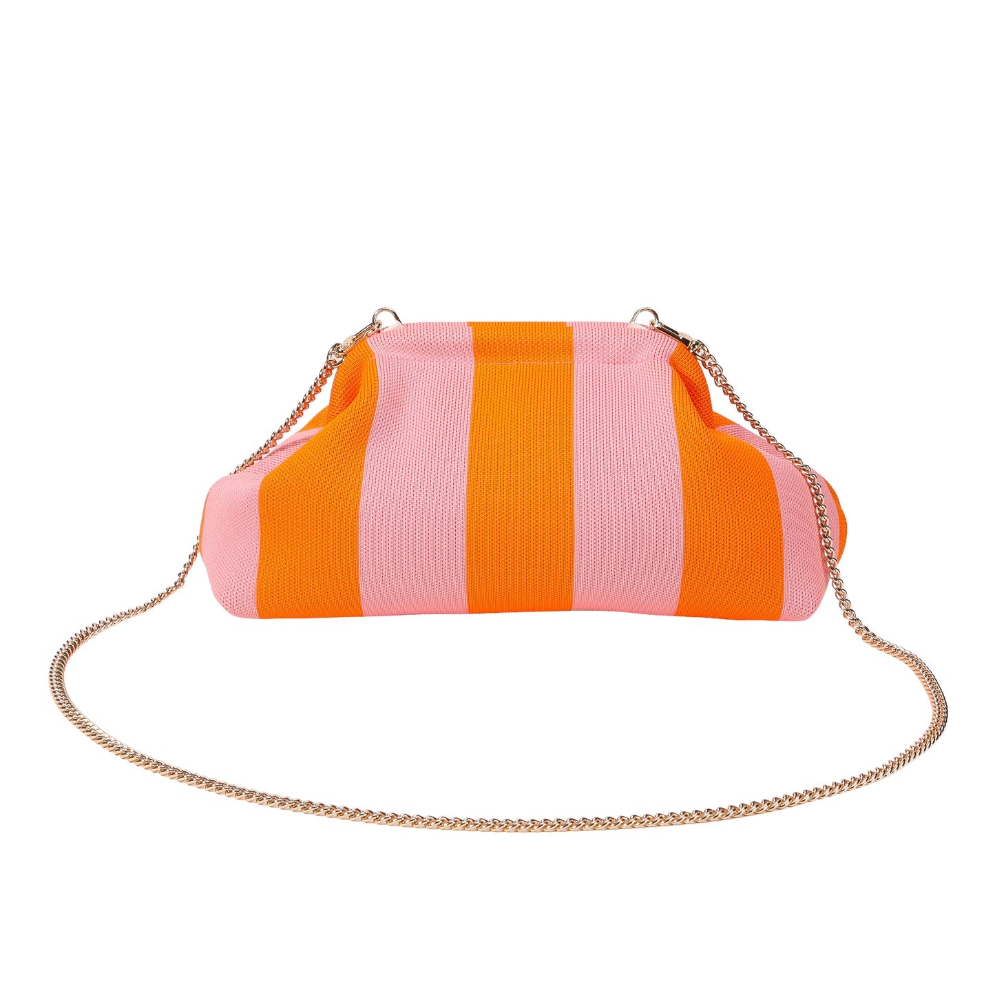 Color Block Stripe Clutch Bag with Gold Chain Strap Party Daily Matching Crossbody Bag