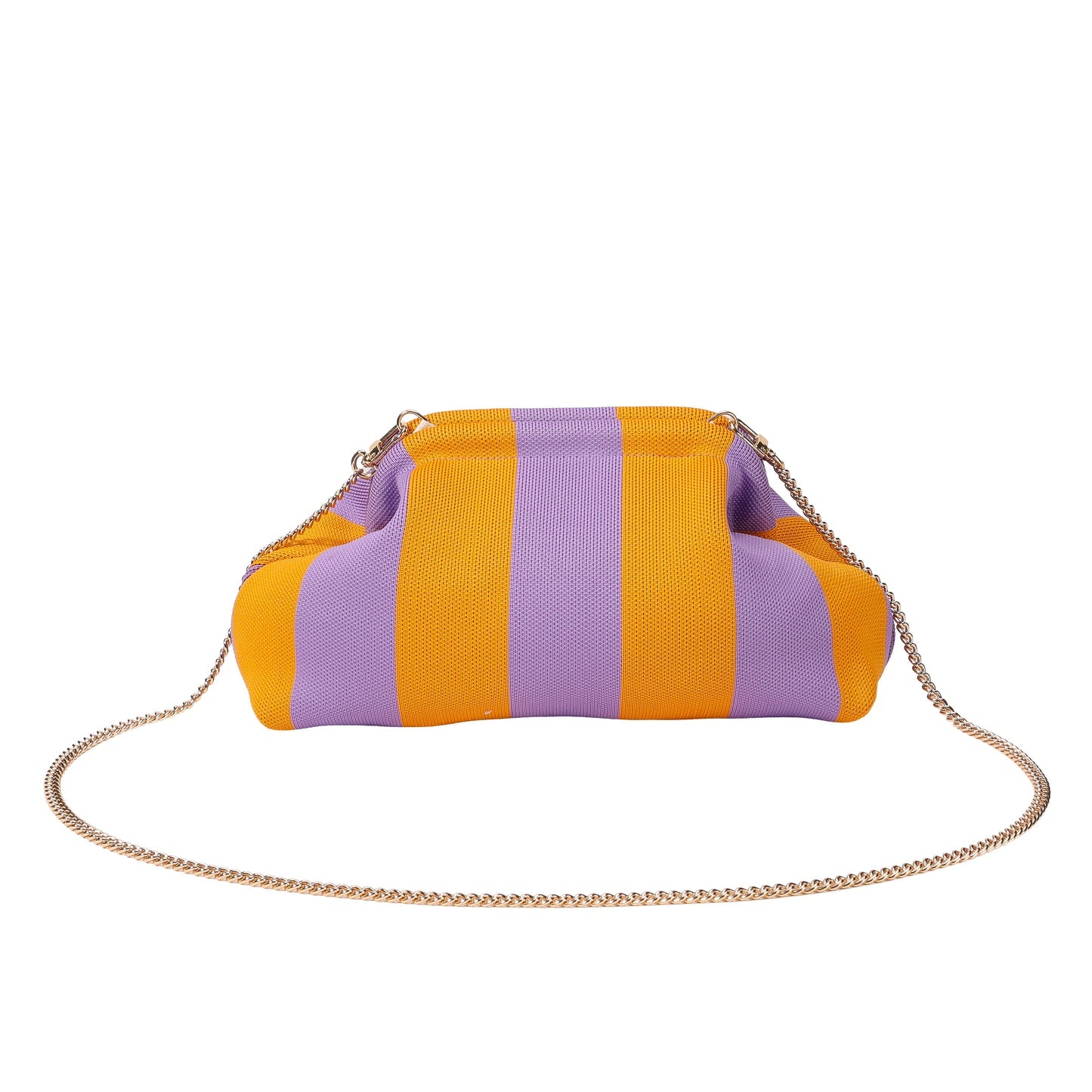 Color Block Stripe Clutch Bag with Gold Chain Strap Party Daily Matching Crossbody Bag