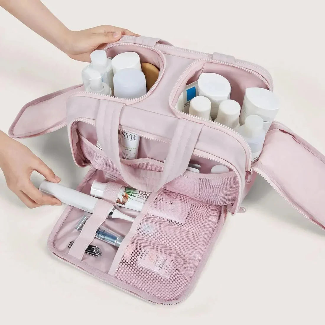 Pink Multi-compartment Daily Accessory Bag