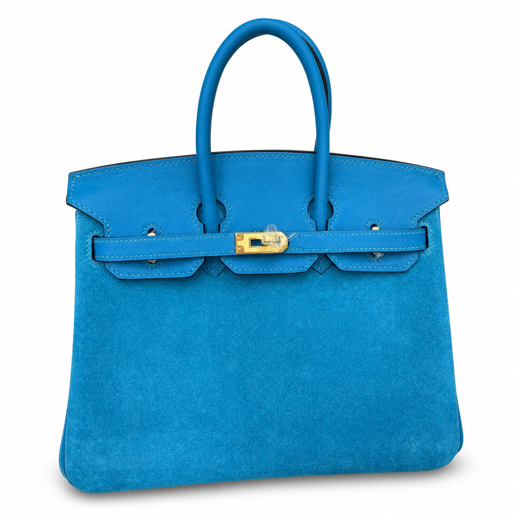 Rare Runaway Birkin 25cm Grizzly Tanzanite Blue Suede Luxury Tote — Timeless Structured Handbag