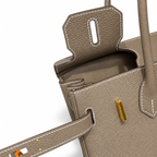 Birkin 30 Retourne in Etoupe Togo Leather with White Stitching (Gold Hardware) — Distinctive Carryall Silhouette