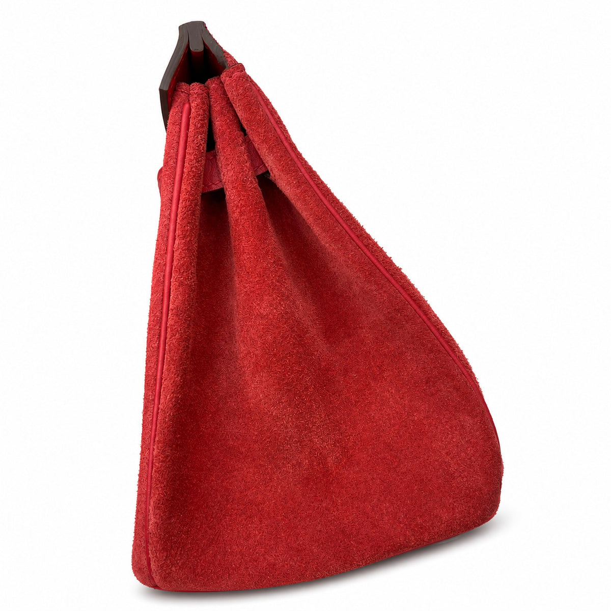 Rare Runaway Birkin 25cm Grizzly Rouge Casaque Suede Luxury Tote — Polished Top-Handle Bag