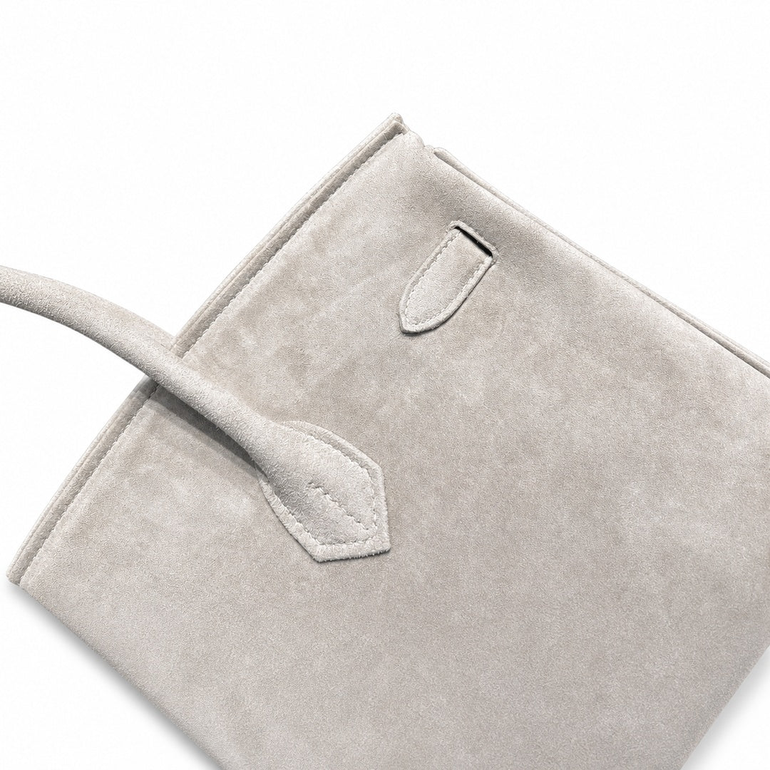 Birkin 35 Retourne in Etoupe Suede Grizzly (Gold Hardware) — Distinctive Carryall Silhouette