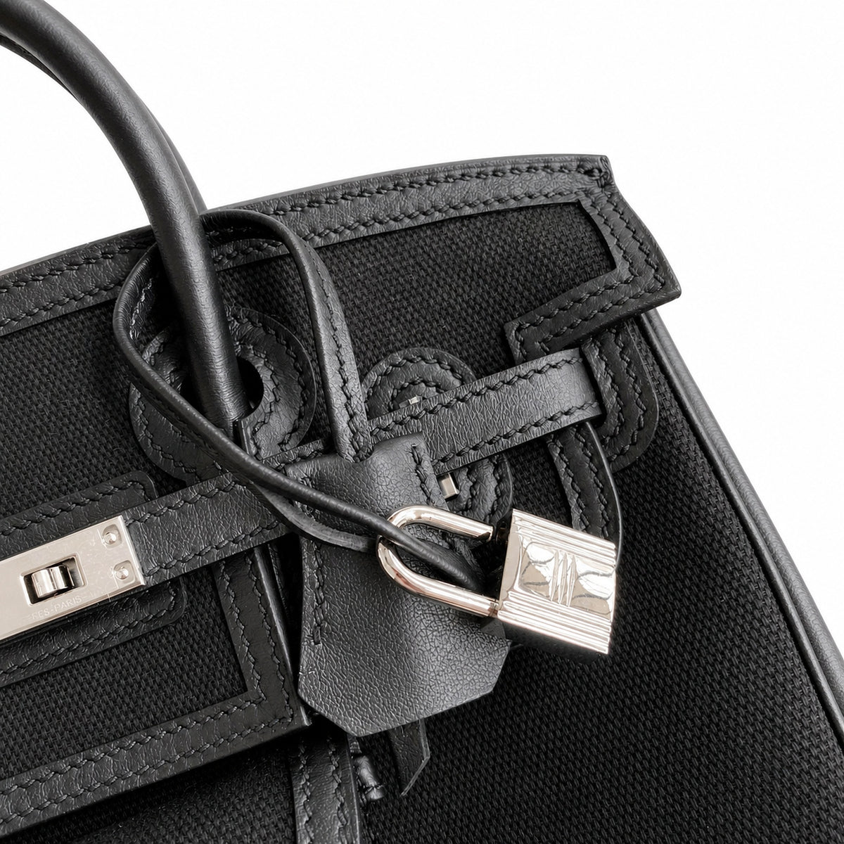 Birkin Cargo 25 All Black Swift Leather and Canvas Multi-Pocket Bag — Elegant Hand-Carry Design