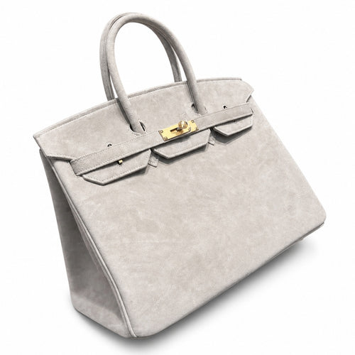 Birkin 35 Retourne in Etoupe Suede Grizzly (Gold Hardware) — Distinctive Carryall Silhouette
