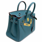 Birkin Style Retourne in Malachite Togo Leather (Gold Hardware) — Versatile Top-Handle Handbag