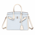 Birkin 25/30 Retourne Bi-Color in Bleu Brume and Craie Togo Leather (Palladium Hardware) — Polished Top-Handle Bag