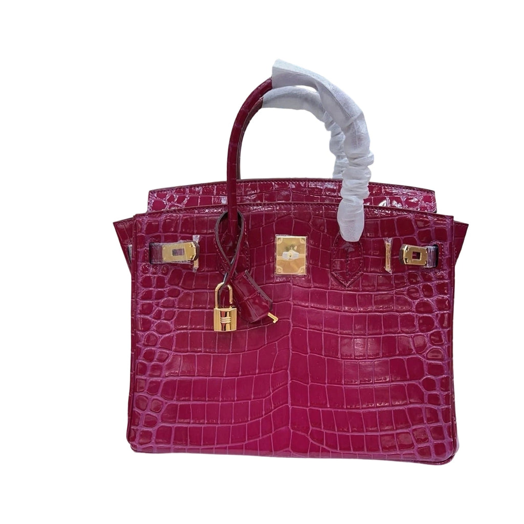 Birkin Style 25/30/35 Retourne in Rubis Crocodile-Embossed Leather (Gold Hardware) — Elegant Hand-Carry Design