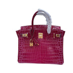 Birkin Style 25/30/35 Retourne in Rubis Crocodile-Embossed Leather (Gold Hardware) — Elegant Hand-Carry Design