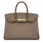 Birkin 30 Retourne in Etoupe Togo Leather with White Stitching (Gold Hardware) — Distinctive Carryall Silhouette