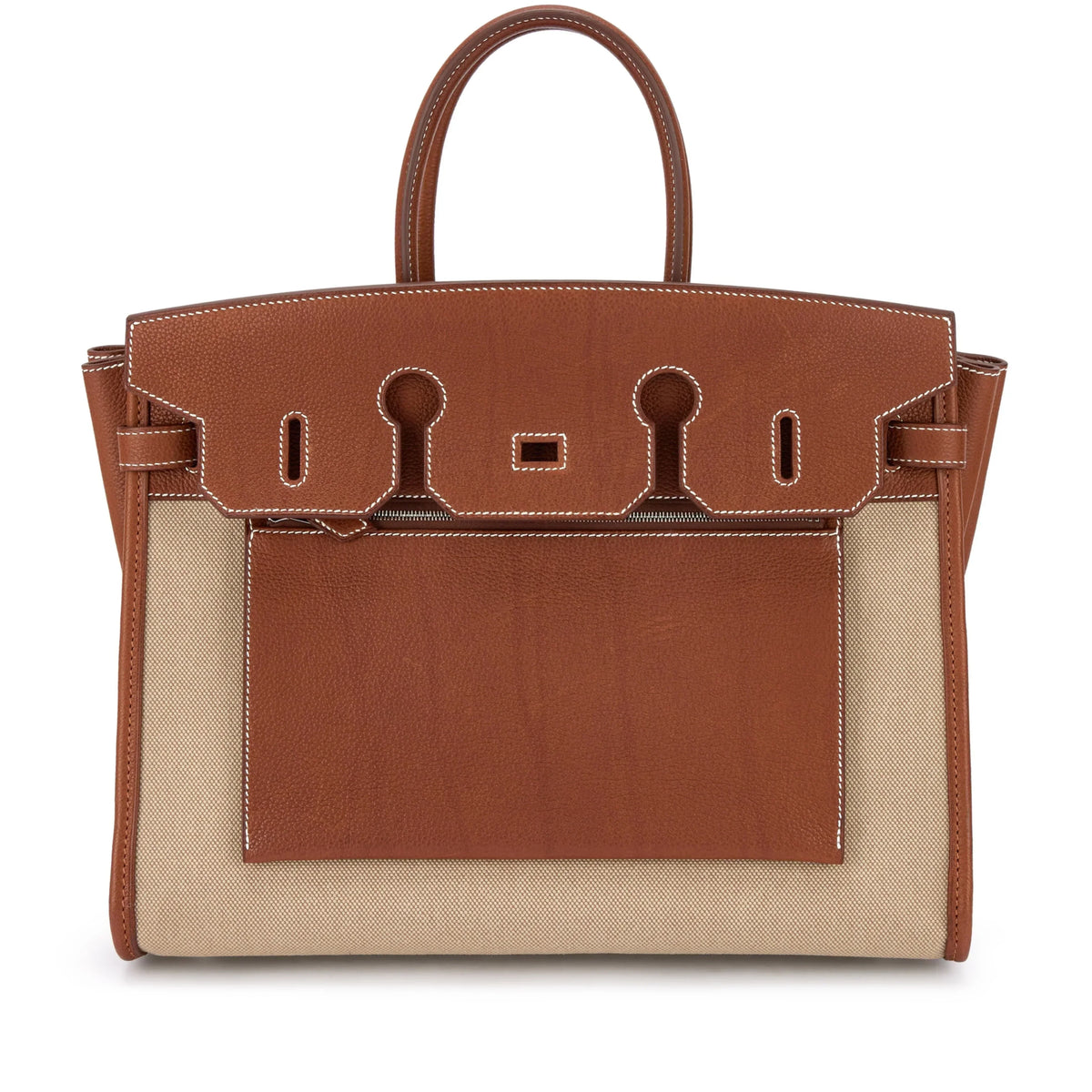 Birkin 35 L'Envers Edition Fauve Barenia Faubourg Palladium Hardware — Distinctive Carryall Silhouette