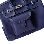 Birkin Cargo 25 Navy Blue Swift Leather and Canvas Splicing Bag — Streamlined Structured Bag