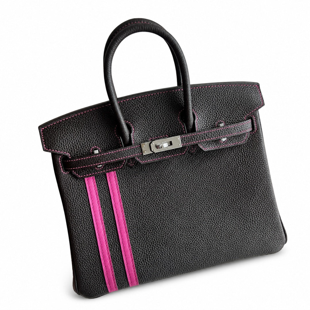 Mini Birkin 25cm Officier Edition in Chocolate Brown Togo & Pink Swift Calfskin — Distinctive Carryall Silhouette