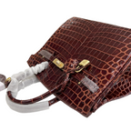 Birkin Style 25/30 Retourne in Rouge H Crocodile-Embossed Leather (Gold Hardware) — Elegant Hand-Carry Design