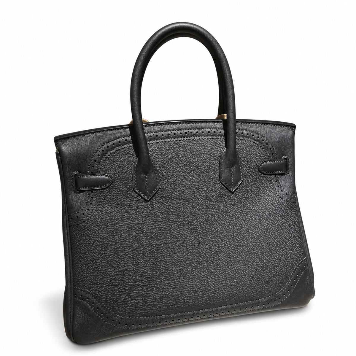 Birkin Ghillies 30 Total Black Leather Top-Handle Bag — Structured Top-Handle Tote