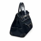 Birkin Cargo 35 in Noir Toile Goéland and Swift Leather (Palladium Hardware) — Refined Structured Tote