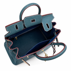 Birkin Style Retourne in Malachite Togo Leather (Gold Hardware) — Versatile Top-Handle Handbag